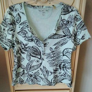 Vintage Knit de Knit Aqua/black Top